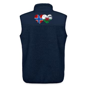 Norwegen Wales Flagge Herz used - Unisex Sherpaweste von Stanley/Stella - Navy - Hinten - AI Model Male 178 light (178cm)