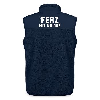 Ferz mit Krigge Hessisch Hessen Dialekt - Unisex Sherpaweste von Stanley/Stella - Navy - Hinten - AI Model Male 178 light (178cm)
