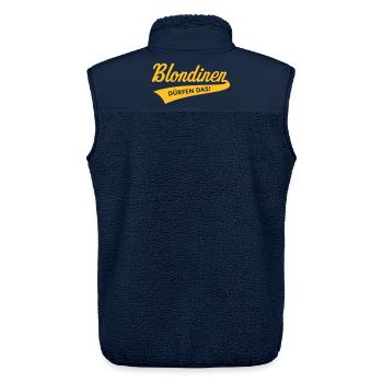 Blondinen Dürfen Das! (Blondine / Blond / V2 Gold) - Unisex Sherpaweste von Stanley/Stella - Navy - Hinten - AI Model Male 178 light (178cm)