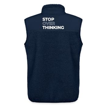 Positives Zitat Hören Sie auf zu viel nachzudenken - Unisex Sherpaweste von Stanley/Stella - Navy - Hinten - AI Model Male 178 light (178cm)