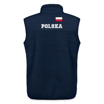 Polen Trikot Look – POLSKA mit Fahne bzw. Flagge - Unisex Sherpaweste von Stanley/Stella - Navy - Hinten - AI Model Male 178 light (178cm)
