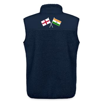 England x Indien kreuzte Freundschaftsflaggen - Unisex Sherpaweste von Stanley/Stella - Navy - Hinten - AI Model Male 178 light (178cm)