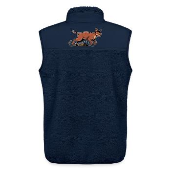 Abessinische Katze Laufgeschwindigkeits-Porträtsport - Unisex Sherpaweste von Stanley/Stella - Navy - Hinten - AI Model Male 178 light (178cm)