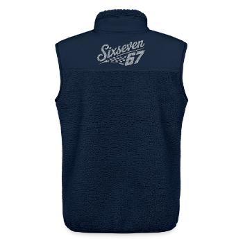 Six Seven Schachbrettflagge - Unisex Sherpaweste von Stanley/Stella - Navy - Hinten - AI Model Male 178 light (178cm)