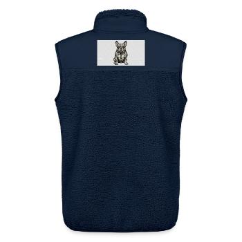 Tattoo Bulldog Gris mit Grünem Anhänger - Unisex Sherpaweste von Stanley/Stella - Navy - Hinten - AI Model Male 178 light (178cm)
