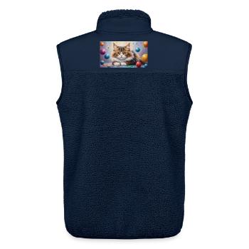 Niedliche Katze möchte spielen Schmusetiger Kitten - Unisex Sherpaweste von Stanley/Stella - Navy - Hinten - AI Model Male 178 light (178cm)