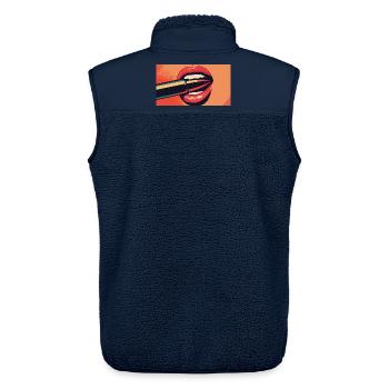 Lippen PopArt Kuss - Unisex Sherpaweste von Stanley/Stella - Navy - Hinten - AI Model Male 178 light (178cm)