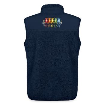 ünf bunte Frösche mit Retro-Brillen - Unisex Sherpaweste von Stanley/Stella - Navy - Hinten - AI Model Male 178 light (178cm)