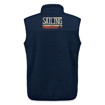 Sailing Sailor Sailboat Retro Vintage - Unisex Sherpa Gilet by Stanley/Stella - navy - Back - AI Model Male 178 light (178cm)