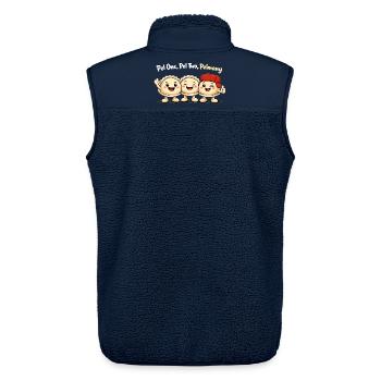 Pel One, Pel Two, Pelmany – Pelmeni Freunde - Unisex Sherpaweste von Stanley/Stella - Navy - Hinten - AI Model Male 178 light (178cm)