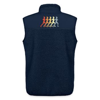 Vintage Läuferin - Unisex Sherpaweste von Stanley/Stella - Navy - Hinten - AI Model Male 178 light (178cm)