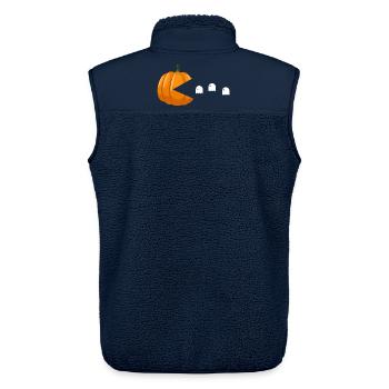 Kürbis isst Geister Lustig Halloween - Unisex Sherpaweste von Stanley/Stella - Navy - Hinten - AI Model Male 178 light (178cm)