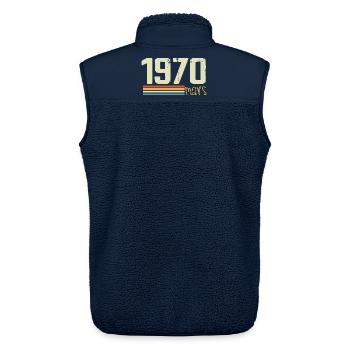 Vintage March 1970 - Unisex Sherpa Gilet by Stanley/Stella - navy - Back - AI Model Male 178 light (178cm)