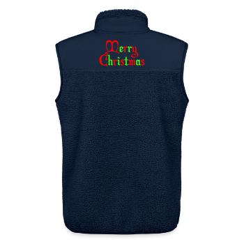 Merry Christmas Gothic Script - Unisex Sherpa Gilet by Stanley/Stella - navy - Back - AI Model Male 178 light (178cm)