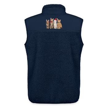 Katze in Weihnachten - Unisex Sherpaweste von Stanley/Stella - Navy - Hinten - AI Model Male 178 light (178cm)
