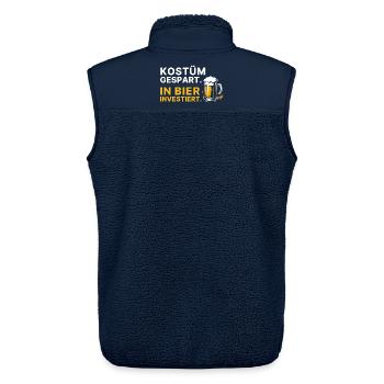 Costume saved, invested in beer Saying Carnival - Unisex Sherpa Gilet by Stanley/Stella - navy - Back - AI Model Male 178 light (178cm)