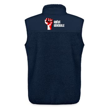 Poing Levé Manif Syndicaliste En grève Générale - Veste sans manches sherpa unisexe Stanley/Stella - marine - Dos - AI Model Male 178 light (178cm)