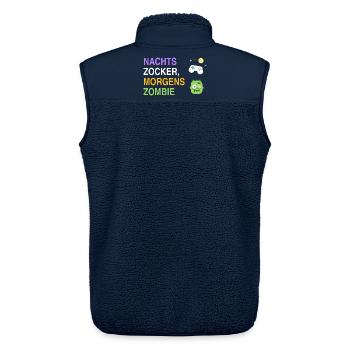 Nachts Zocker, morgens Zombie – Gamer Spruch - Unisex Sherpaweste von Stanley/Stella - Navy - Hinten - AI Model Male 178 light (178cm)