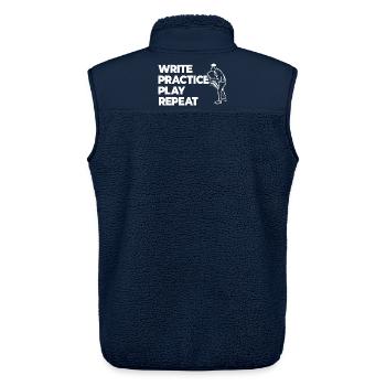 Schreiben Üben Spielen Wiederholen - Unisex Sherpaweste von Stanley/Stella - Navy - Hinten - AI Model Male 178 light (178cm)