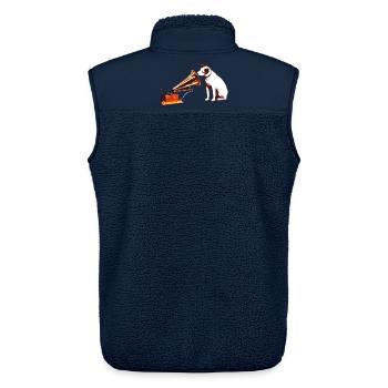 His Master's Voice painting - Unisex Sherpa Gilet by Stanley/Stella - navy - Back - AI Model Male 178 light (178cm)