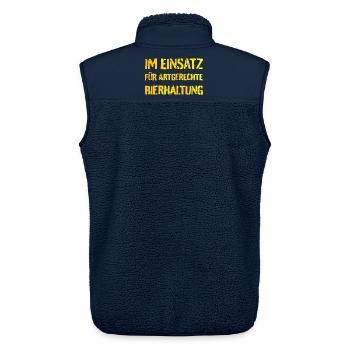 Im Einsatz für artgerechte Bierhaltung - Unisex Sherpaweste von Stanley/Stella - Navy - Hinten - AI Model Male 178 light (178cm)