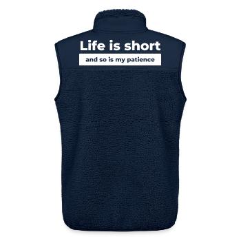 Funny Life Quote - Unisex Sherpa Gilet by Stanley/Stella - navy - Back - AI Model Male 178 light (178cm)