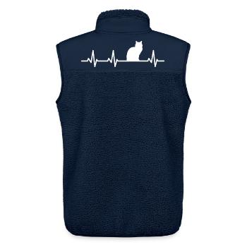 Cat Heartbeat - Unisex Sherpa Gilet by Stanley/Stella - navy - Back - AI Model Male 178 light (178cm)