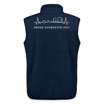 Große Schwester 2027 Herzschlag Schwangerschaft - Unisex Sherpaweste von Stanley/Stella - Navy - Hinten - AI Model Male 178 light (178cm)