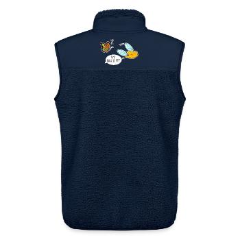 Fliegende Butter Schmetterling kuckt zu, Butterfly - Unisex Sherpaweste von Stanley/Stella - Navy - Hinten - AI Model Male 178 light (178cm)
