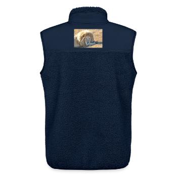 Löwenruhe im Savannenlicht - Unisex Sherpaweste von Stanley/Stella - Navy - Hinten - AI Model Male 178 light (178cm)
