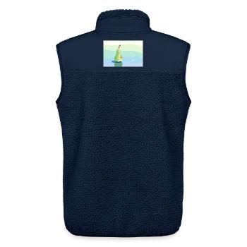 Stift auf pastellfarbener Oberfläche - Unisex Sherpaweste von Stanley/Stella - Navy - Hinten - AI Model Male 178 light (178cm)