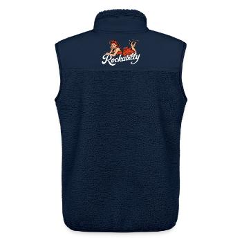Rockabilly Pin-Up Woman 50s Reclining Petticoat Red - Unisex Sherpa Gilet by Stanley/Stella - navy - Back - AI Model Male 178 light (178cm)