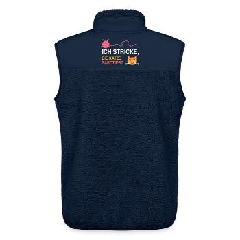 Ich stricke, die Katze sabotiert – Strick Spruch - Unisex Sherpaweste von Stanley/Stella - Navy - Hinten - AI Model Male 178 light (178cm)
