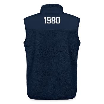 Legendär, seit 1980, Vintage, 1980er, Retro, 1980er. - Unisex Sherpaweste von Stanley/Stella - Navy - Hinten - AI Model Male 178 light (178cm)