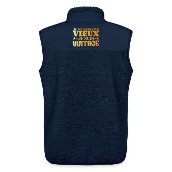 Vintage Vieux Cadeau Anniversaire Papa Grand Père - Veste sans manches sherpa unisexe Stanley/Stella - marine - Dos - AI Model Male 178 light (178cm)
