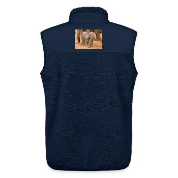 Kleines Elefantenbaby in Afrika - Unisex Sherpaweste von Stanley/Stella - Navy - Hinten - AI Model Male 178 light (178cm)