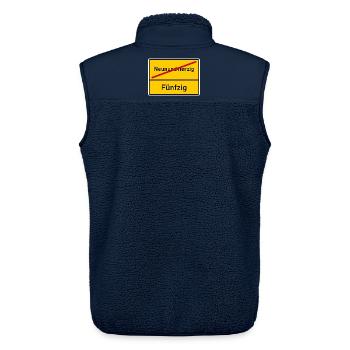 Ortsende Neunundvierzig - nächster Ort Fünfzig - Unisex Sherpaweste von Stanley/Stella - Navy - Hinten - AI Model Male 178 light (178cm)