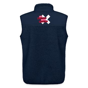 NO BUSINESS WITH FASCISTS - Unisex Sherpaweste von Stanley/Stella - Navy - Hinten - AI Model Male 178 light (178cm)