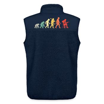 Akustikgitarre Evolution Retro Gitarrenspieler - Unisex Sherpaweste von Stanley/Stella - Navy - Hinten - AI Model Male 178 light (178cm)