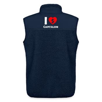 Ich liebe Kapitalismus Herz Dollar - Unisex Sherpaweste von Stanley/Stella - Navy - Hinten - AI Model Male 178 light (178cm)