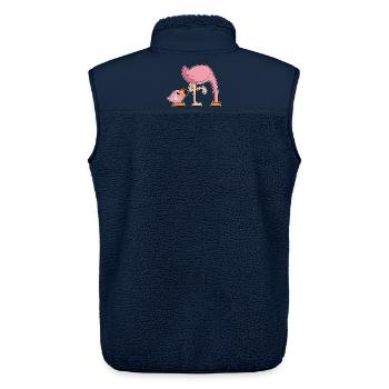 Lustiger Flamingo  - Unisex Sherpaweste von Stanley/Stella - Navy - Hinten - AI Model Male 178 light (178cm)