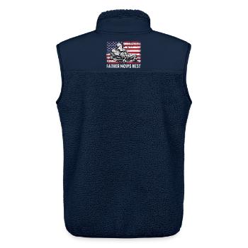 Father Mows Best - Unisex Sherpaweste von Stanley/Stella - Navy - Hinten - AI Model Male 178 light (178cm)