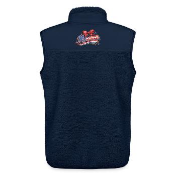 Mama USA Flagge Glitzer Schleife 4th of July - Unisex Sherpaweste von Stanley/Stella - Navy - Hinten - AI Model Male 178 light (178cm)