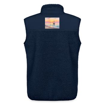 Nautischer Sonnenuntergang am Strand - Unisex Sherpaweste von Stanley/Stella - Navy - Hinten - AI Model Male 178 light (178cm)