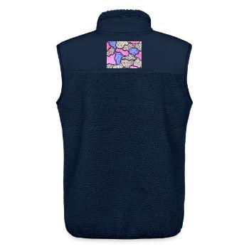 Rosa und lila Mosaik - Unisex Sherpaweste von Stanley/Stella - Navy - Hinten - AI Model Male 178 light (178cm)