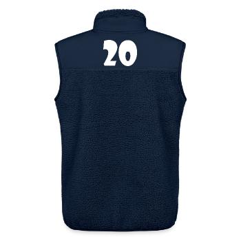 20. 20. JAHRESTAG. 20-JÄHRIGES JUBILÄUM. 20 JAHRE. - Unisex Sherpaweste von Stanley/Stella - Navy - Hinten - AI Model Male 178 light (178cm)