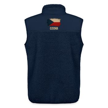 Drapeau vintage de la Tchéquie, fier tchécoslovaque - Veste sans manches sherpa unisexe Stanley/Stella - marine - Dos - AI Model Male 178 light (178cm)