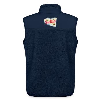 Sizilien Italien Vintage Insel Souvenir mit Fahne - Unisex Sherpaweste von Stanley/Stella - Navy - Hinten - AI Model Male 178 light (178cm)