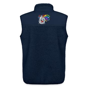 Fröhliche Farbdusche aus Dose - Unisex Sherpaweste von Stanley/Stella - Navy - Hinten - AI Model Male 178 light (178cm)