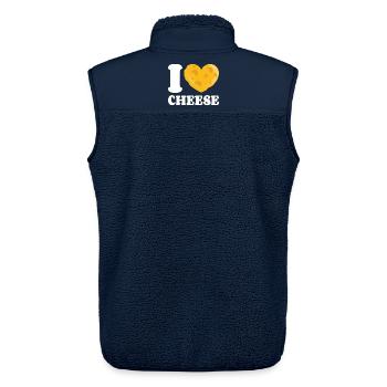 I Love Cheese Cheese Love Cheese Lover Cheese Addict - Unisex Sherpa Gilet by Stanley/Stella - navy - Back - AI Model Male 178 light (178cm)